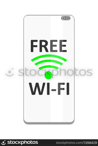 Free wi-fi. Minimalistic illustration of a smartphone and a free internet connection. Flat vector.