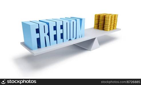freedom and money, business concept, 3d render
