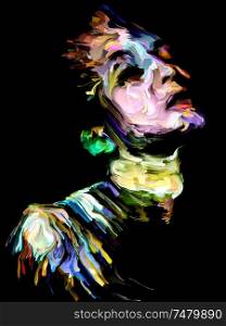 Freedom Paint series. Human face painted with digital oils on the subject of emotions, creativity, spirituality and art.