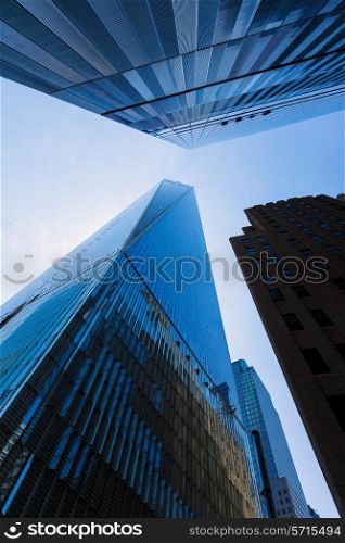Freedom Tower Manhattan and skyscrapers low angle view New York USA
