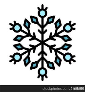 Freeze snowflake icon. Outline freeze snowflake vector icon color flat isolated. Freeze snowflake icon color outline vector