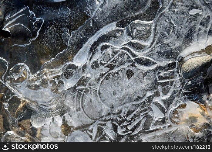 Freezed water at a river