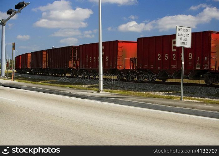 Freight train on a railroad track, Miami, Florida, USA