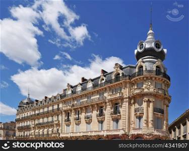 french architecture with Haussmann apartments in Montpellier, Languedoc Roussillon