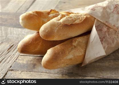 French baguettes wrapped in paper