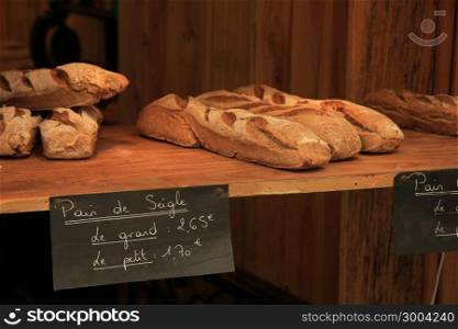 French bread at a market stall in the Provence