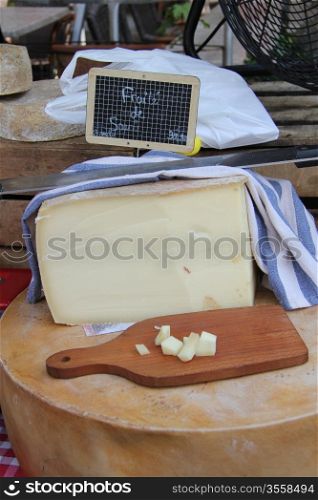 French cheese at a local market in the Provence, France
