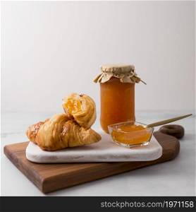 french croissant breakfast jam. High resolution photo. french croissant breakfast jam. High quality photo
