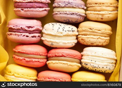 French delicious dessert macaroons in box