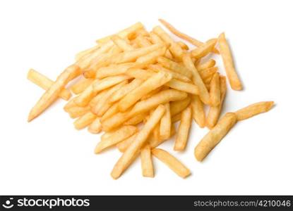 French fried potatoes on a white background
