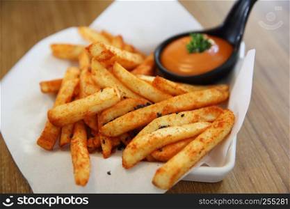 French fries with spicy sauce