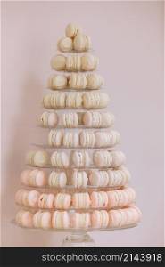 French macaroons. Candy bar. Wedding feast. Wedding sweets. beautiful macaron cake patisserie multi tier stand full of pastel macarons. pyramid tower.. French macaroons. Candy bar. Wedding feast. Wedding sweets. beautiful macaron cake patisserie multi tier stand full of pastel macarons. pyramid tower