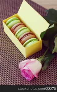 French macaroons in a box