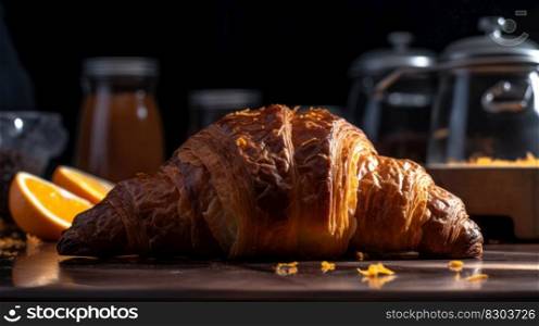 french pastries, bakery croissants generative ai.