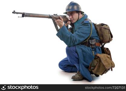 french soldier 1914 1918 isolated on a white background