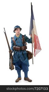 French soldier 1914 1918 isolated on a white background