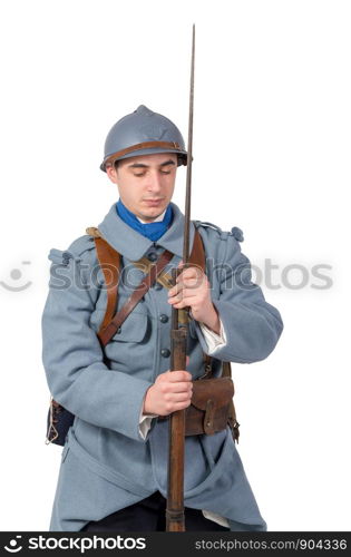 French soldier 1914 1918 isolated on a white background