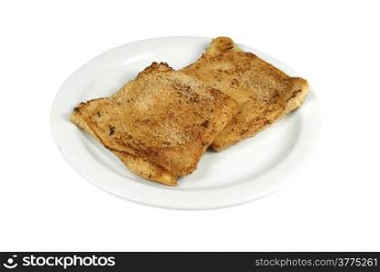 French toast on a white background.