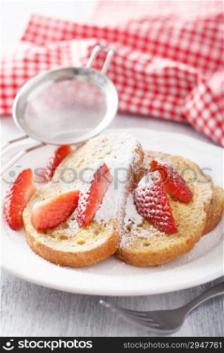 french toast with strawberry for breakfast