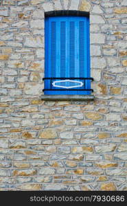 French Window with Closed Wooden Shutter