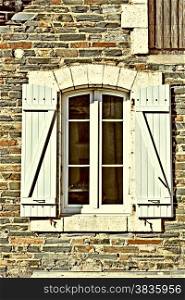 French Window with Open Wooden Shutter, Vintage Style Toned Picture