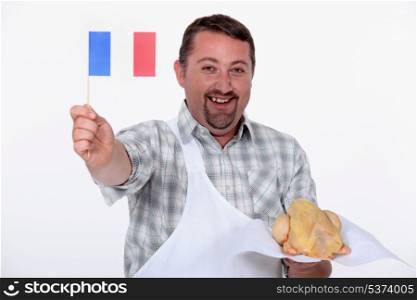 Frenchman proudly waving the flag