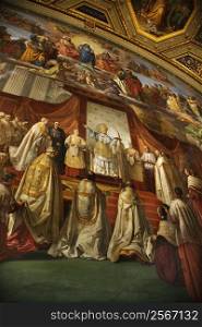 Fresco in the Vatican Museum, Rome, Italy.