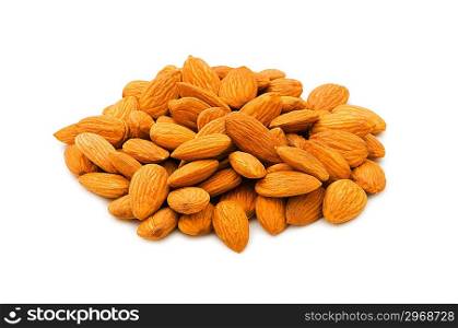 Fresh almonds isolated on the white background