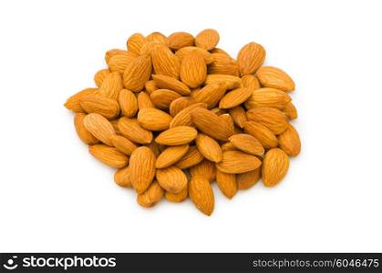 Fresh almonds isolated on the white background