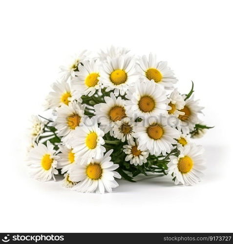 Fresh and delicate daisy bouquet with vibrant colors, isolated on white. Aesthetic and elegant floral composition by generative AI