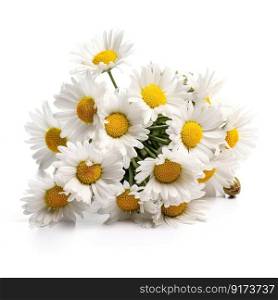 Fresh and delicate daisy bouquet with vibrant colors, isolated on white. Aesthetic and elegant floral composition by generative AI