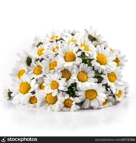 Fresh and delicate daisy bouquet with vibrant colors, isolated on white. Aesthetic and elegant floral composition by generative AI