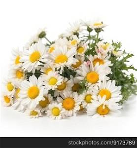 Fresh and delicate daisy bouquet with vibrant colors, isolated on white. Aesthetic and elegant floral composition by generative AI