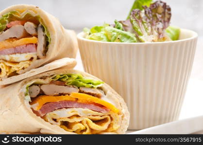 fresh and healthy club sandwich pita bread roll