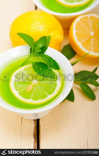 fresh and healthy mint infusion tea tisane with lemon