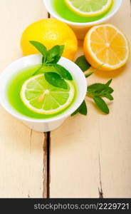 fresh and healthy mint infusion tea tisane with lemon