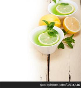 fresh and healthy mint infusion tea tisane with lemon