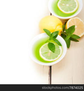 fresh and healthy mint infusion tea tisane with lemon