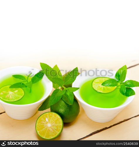 fresh and healthy mint infusion tea tisane with lime