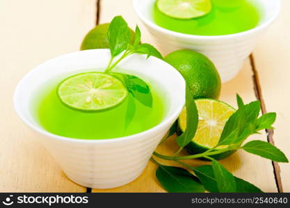 fresh and healthy mint infusion tea tisane with lime