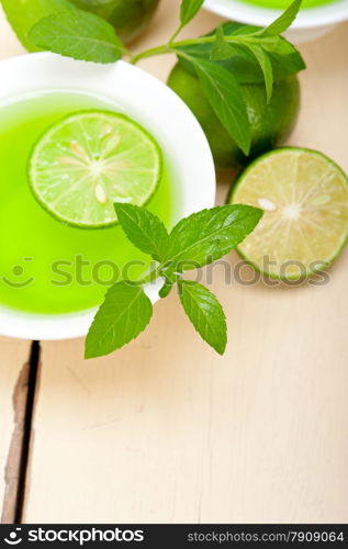 fresh and healthy mint infusion tea tisane with lime