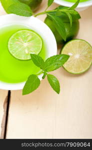 fresh and healthy mint infusion tea tisane with lime