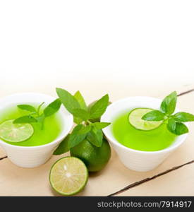 fresh and healthy mint infusion tea tisane with lime