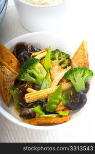 fresh and healthy tofu,beancurd with mix vegetables typical chinese dish