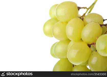 fresh and tasty green grapes isolated on white background