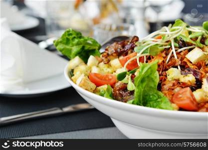 Fresh and tasty salad on plate