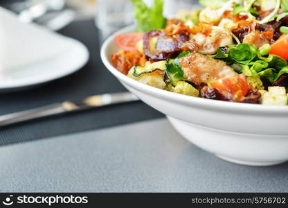 Fresh and tasty salad on plate