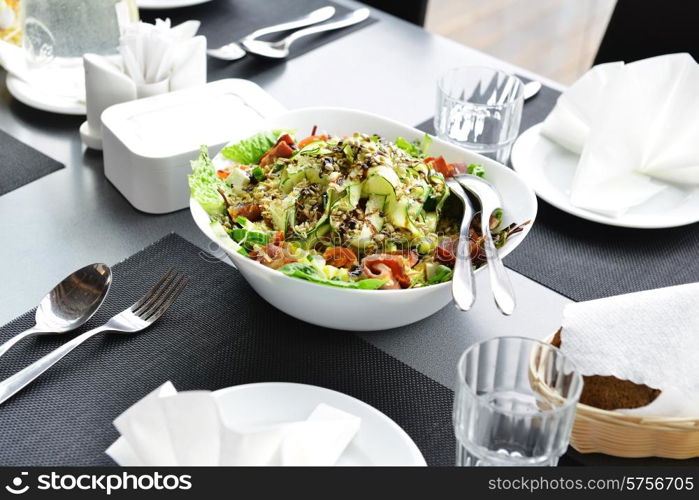 Fresh and tasty salad on plate