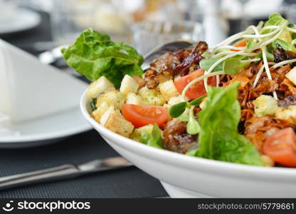 Fresh and tasty salad on plate