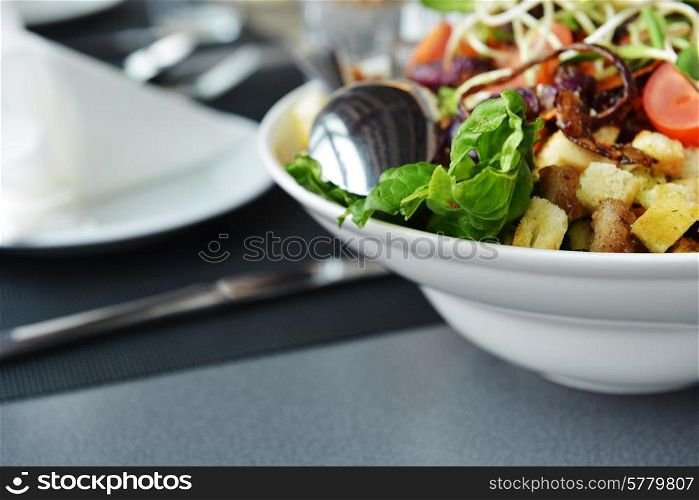 Fresh and tasty salad on plate